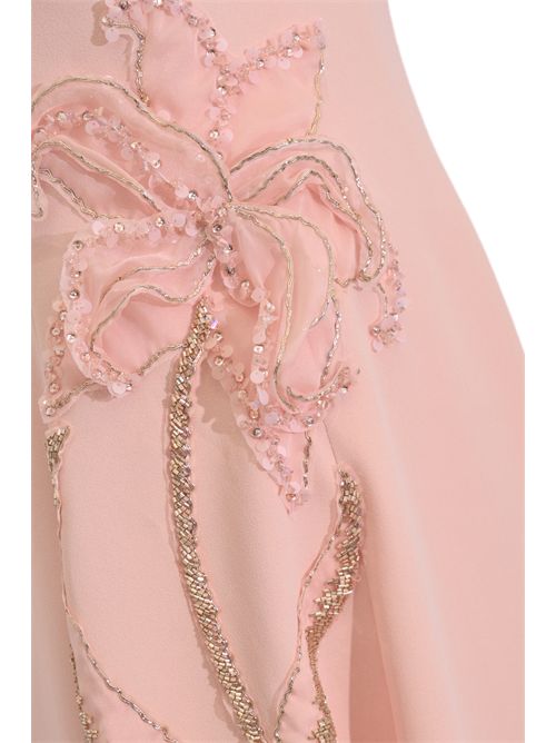 Abito longuette Luise 66707 in crepe con strass e paillettes Ice Pink TARIK EDIZ | 66707ICE PINK